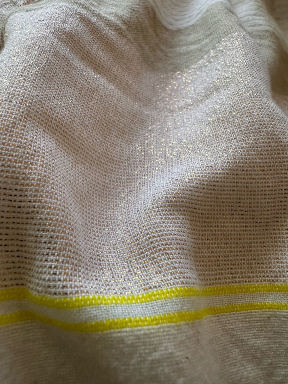 HEMANT & NANDITA Cream, Taupe & Yellow Striped Mini Dress - Picture 3 of 3
